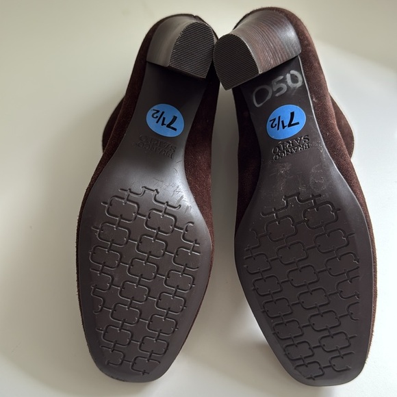 Franco Sarto Womens Brown Suede Ankle Boots Block Heel Slip On Booties Size 7.5 - Picture 6 of 9